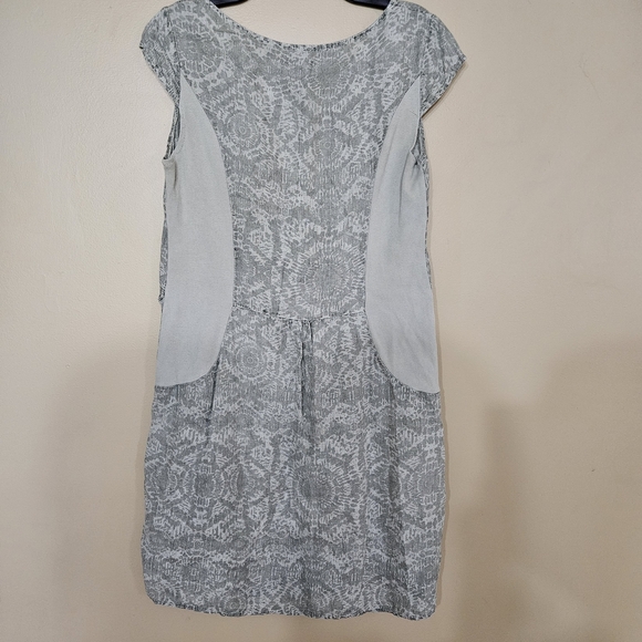Linen Lina Tomei Shift Dress Made In Italy Size M Pockets Neutral Sage Color - Picture 5 of 6
